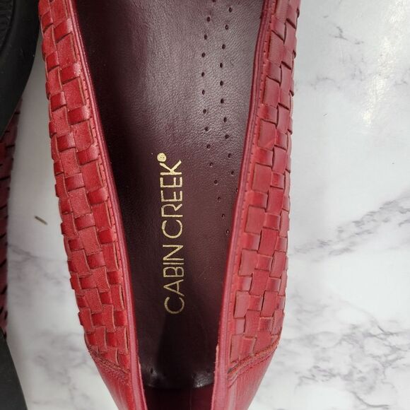 Cabin Creek Carly Ox Blood Women's Red Leather Woven Loafers Size 11M - Picture 10 of 12